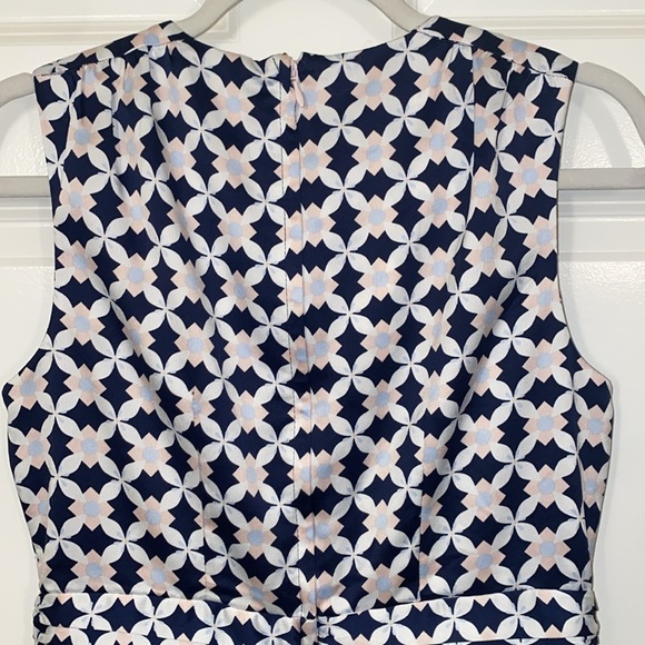 H&M Blue Pink V Neck Crossover Sleeveless Faux Wrap Short Dress - Picture 6 of 8